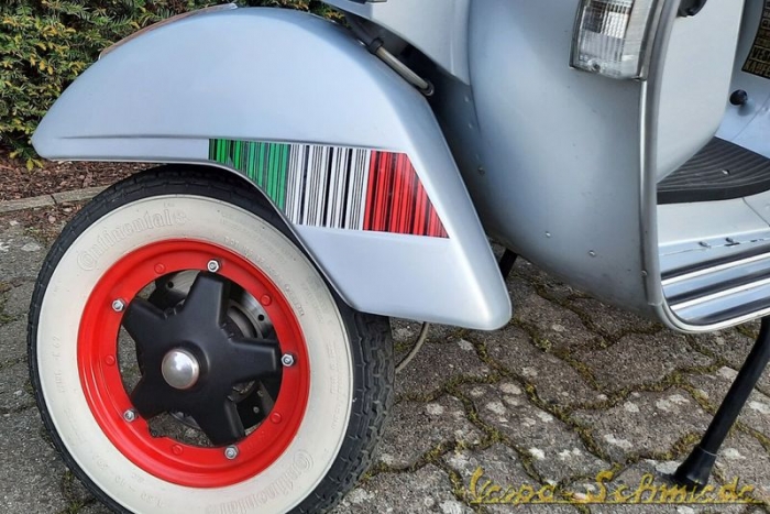 Dekor "Made in Italy"  Kotflügel & Seitenhaube - Barcode / Italienische Flagge